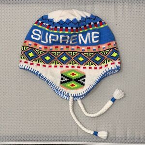 RARE Supreme Ear Flap Beanie White - One Size - Pre-Owned